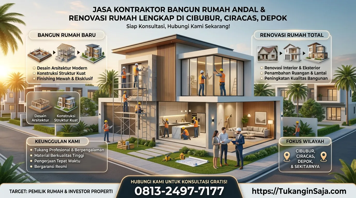 ANDAL Jasa Kontraktor Bangun Rumah Dan Renovasi Rumah Lengkap Di Cibubur Ciracas Depok Siap Konsultasi 0813-8700-2737