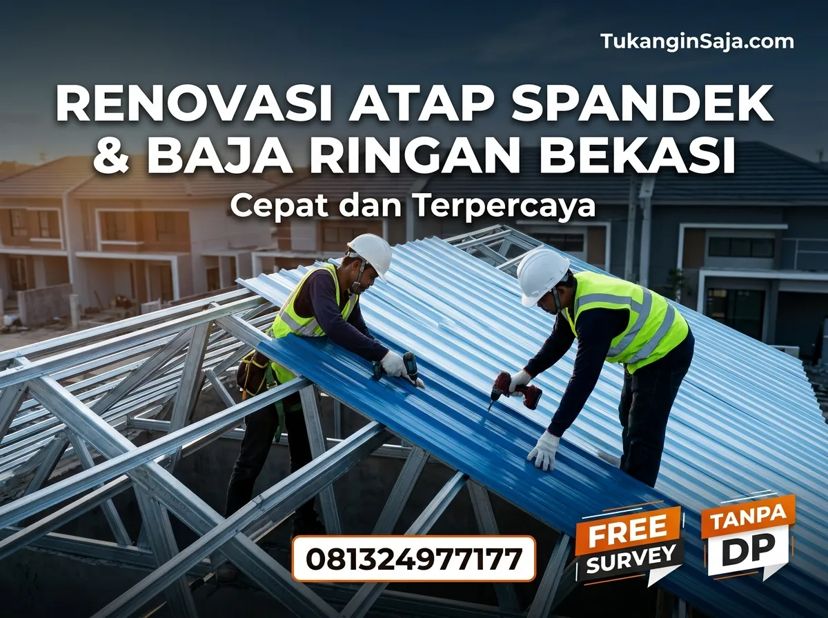 BERKUALITAS Renovasi Atap Spandek Baja Ringan Bekasi Timur Bekasi Barat Bekasi Utara Bekasi Selatan Medan Satria Rawalumbu Pondok Gede Jatiasih 0813-2497-7177